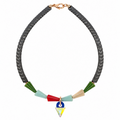 Collar hematite combinado colores y centro cristal boreal