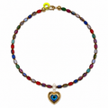 Collar multicolor corazón ojo azul