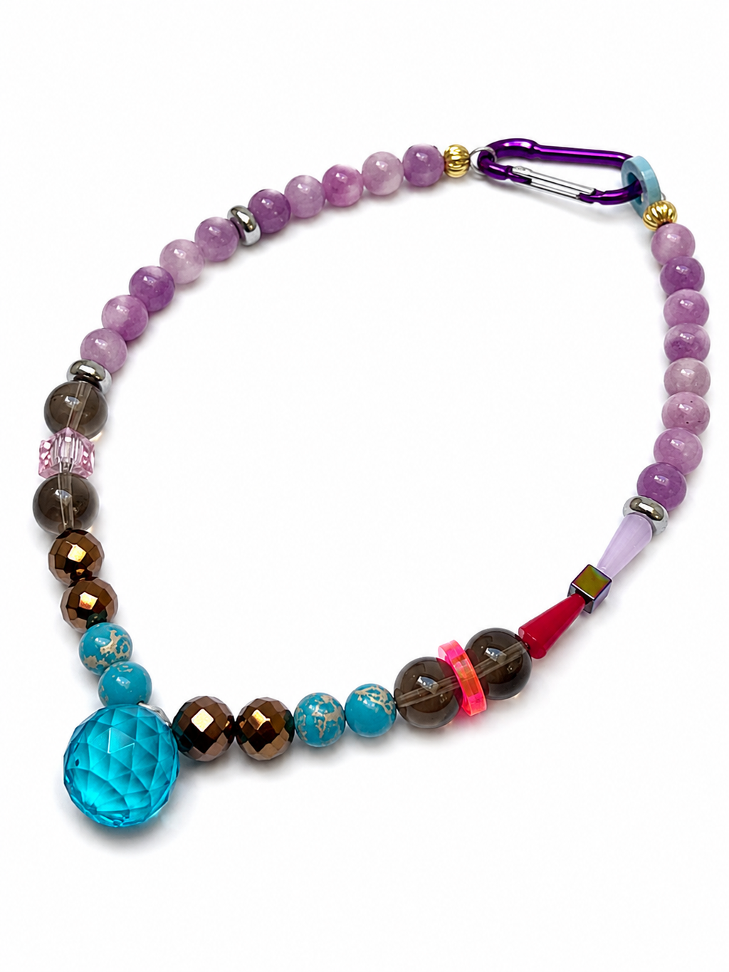 Collar piezas cristal centro bola cristal azul