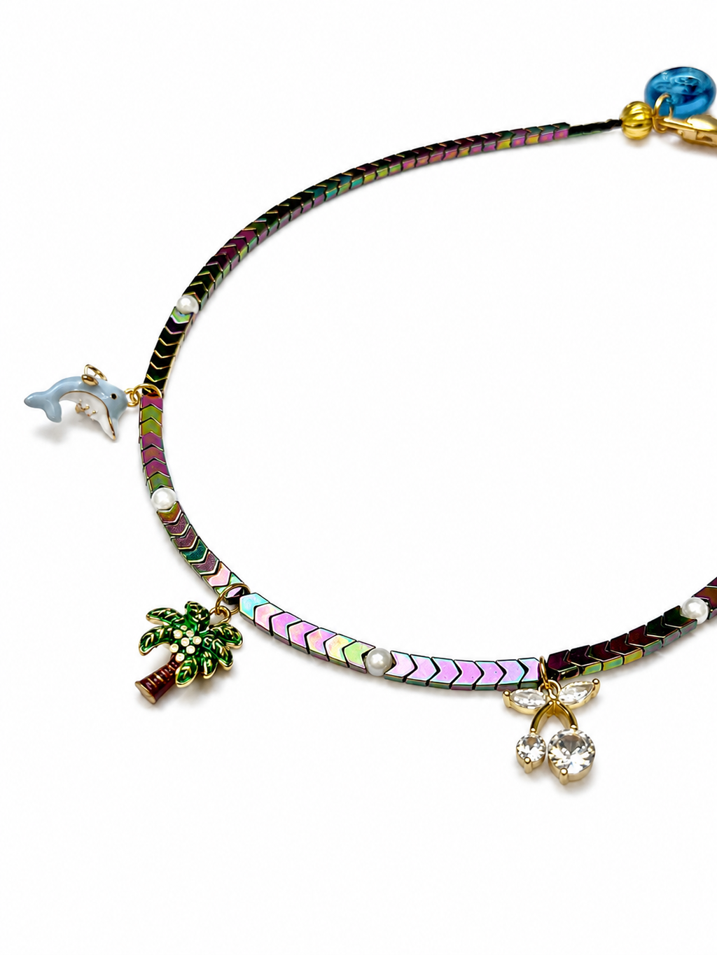 Collar hematite con piezas esmaltadas