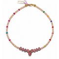 Collar de corazones rosas