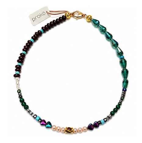 Collar combinado piezas cristal y perlas