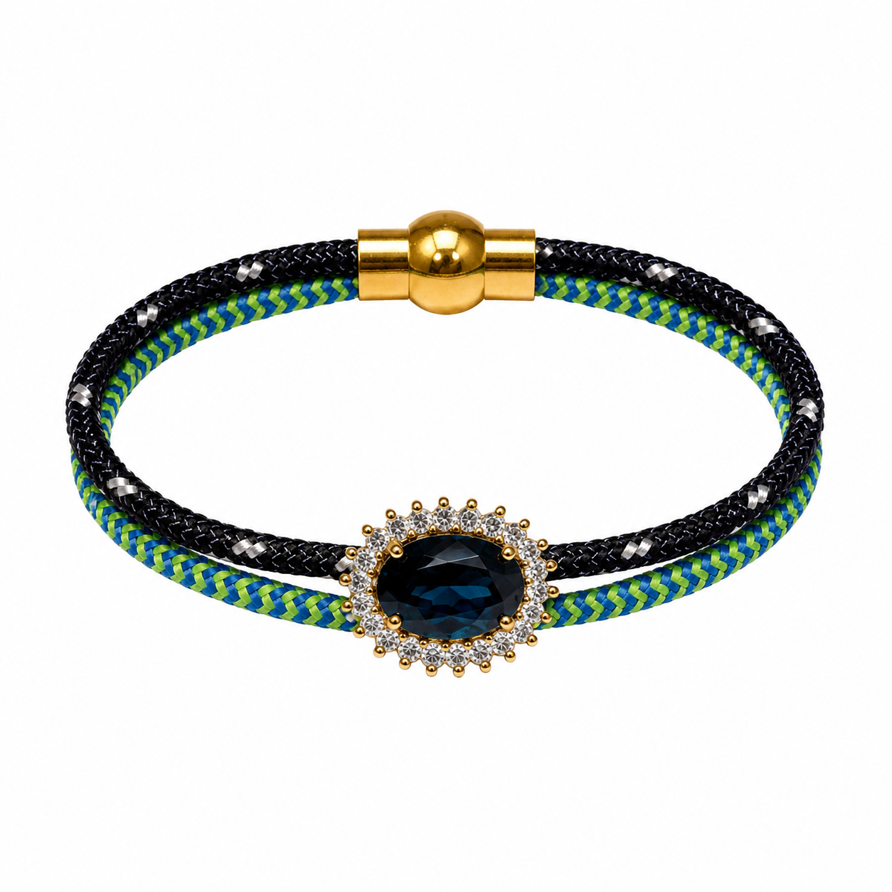 Pulsera cordino marino/turquesa Swaroski azul Talla S