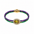 Pulsera cordino combiando verde/morad0 Swaroski amarillo