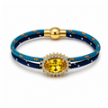 Pulsera cordino marino /azul Swaroski amarillo
