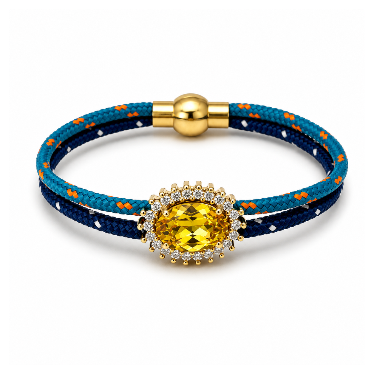 Pulsera cordino marino /azul Swaroski amarillo