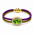 Pulsera cordino morada/amarillo Swaroski verde